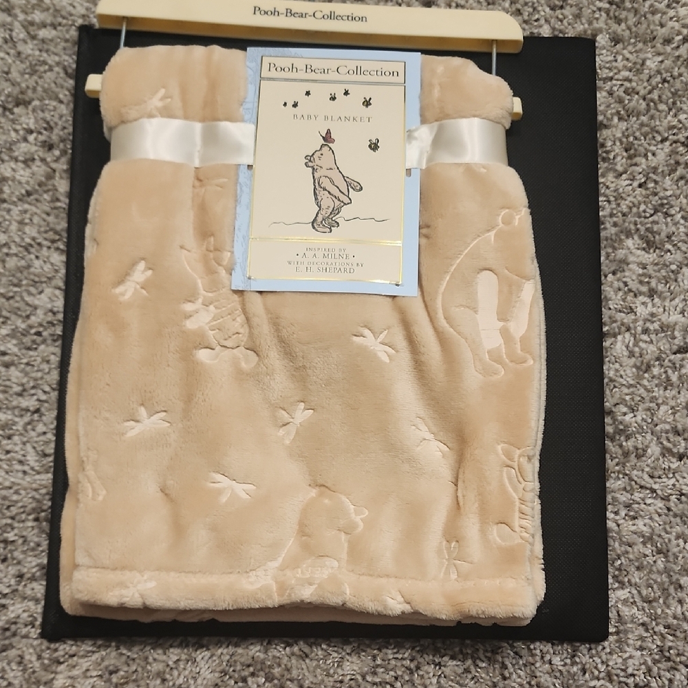 Pooh Bear Baby Blanket in Tan
